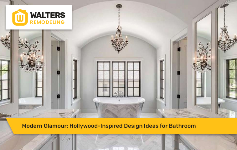 Hollywood-inspired bathroom with luxurious fixtures and lighting